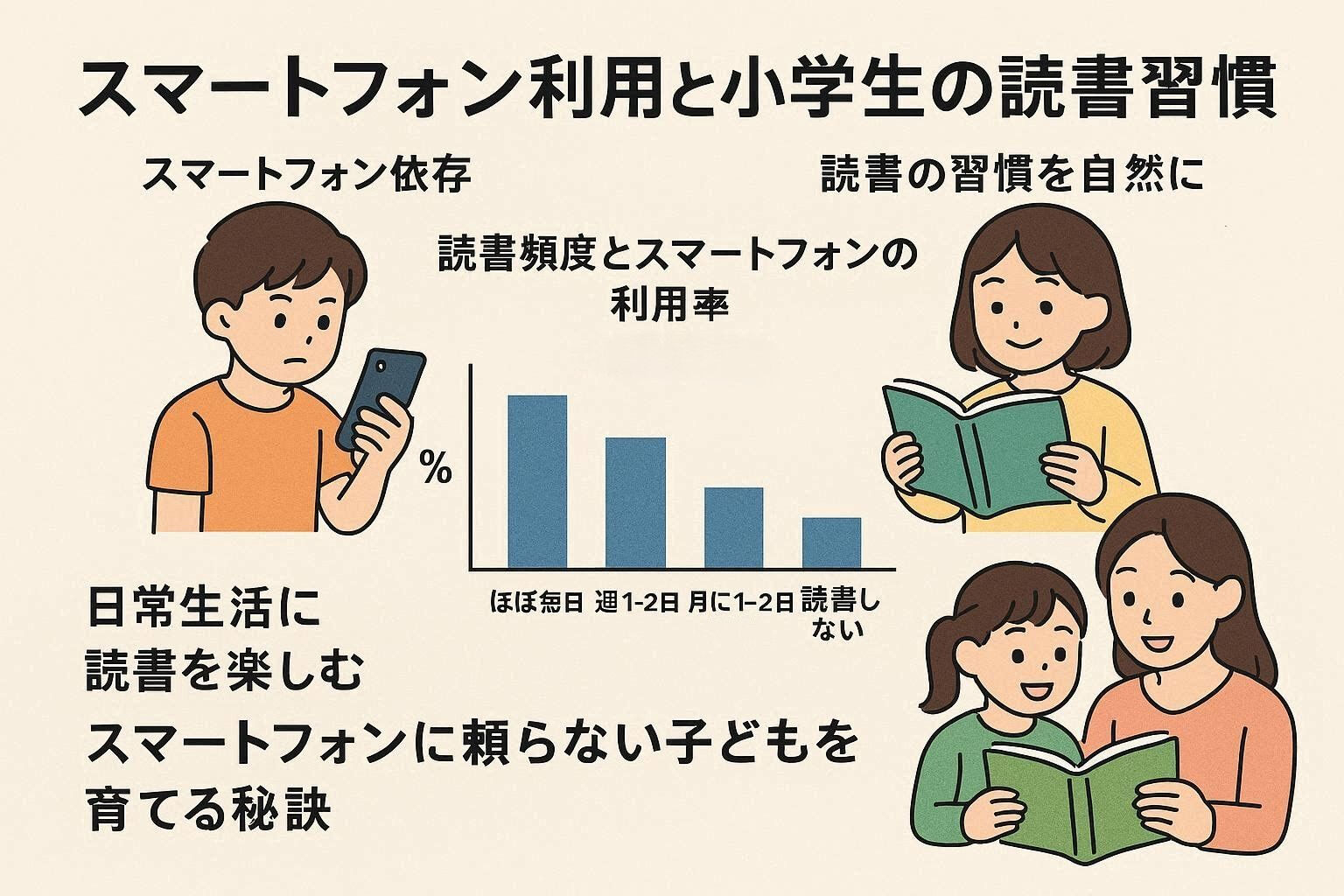 小学生をスマホ依存から救う！自然な読書習慣の楽しみ方8選 と